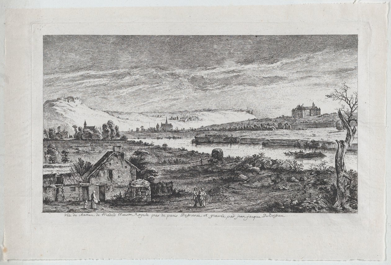 Utsikt över Madrids slott, nära Paris, 1764. av Jean Jacques de Boissieu