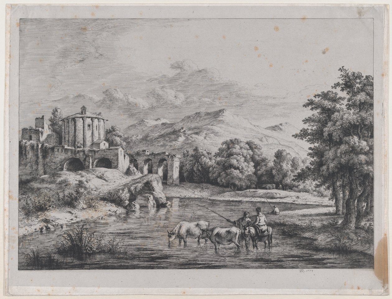 Utsikt över Vestas tempel, 1774. av Jean Jacques de Boissieu