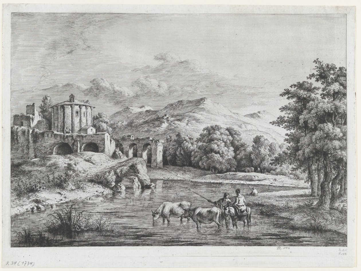 Utsikt över Vestas tempel, 1774. av Jean Jacques de Boissieu
