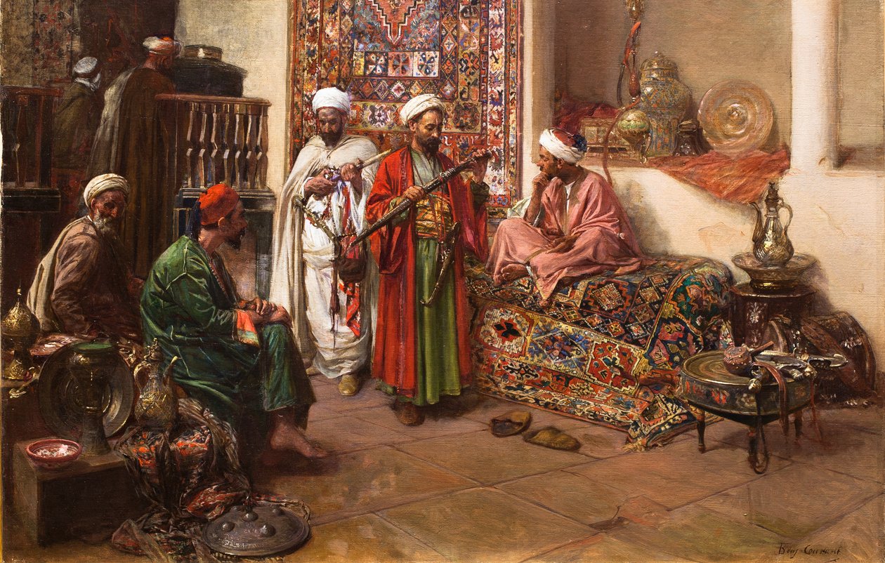 På basaren (Inget datum). (Olja på duk) av Jean Joseph Benjamin Constant