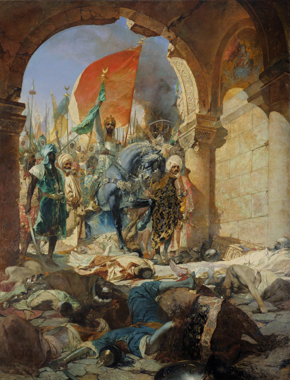 Turkarna av Muhammed II (1432-81) intog i Konstantinopel, 29 maj 1453, 1876 av Jean Joseph Benjamin Constant