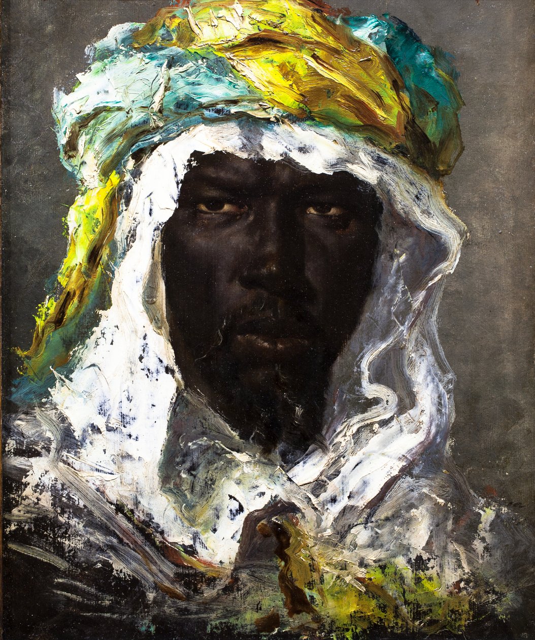 Tete de Maure, ca 1875 (olja på papper som lagts på duk) av Jean Joseph Benjamin Constant