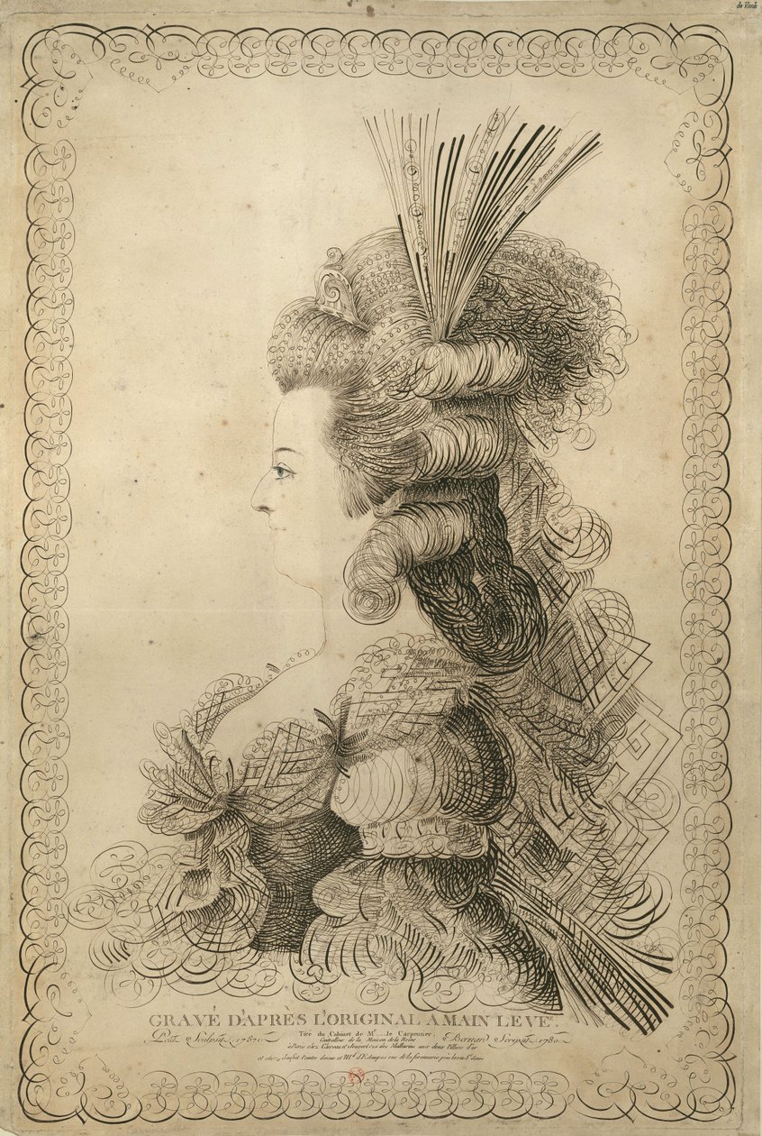 Porträtt av Marie Antoinette 1755-1793, ärkehertiginna av Österrike och drottning..., 1787. av Jean Joseph Bernard