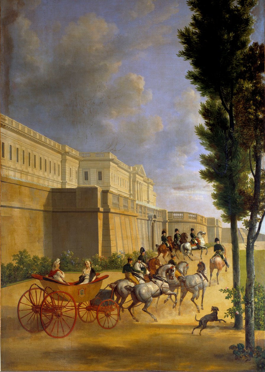 Avresa från Napoleon (1769-1821) och Marie Louise (1791-1847) för jakt i Compiegne 1811 Målning av Joseph Bidault (1758-1846) 1811 Sön. 2,1x0,9 m Paris, Musee Marmottan av Jean Joseph Bidault