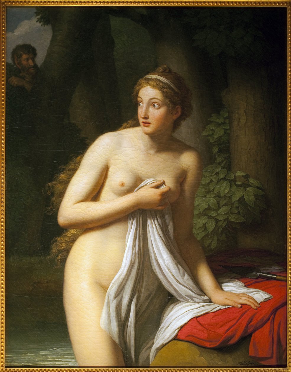 Överraskningsnymf. Målning av Jean Joseph Taillasson (1745-1809), Olja på duk. Fransk 1700-talskonst. Toulouse konstmuseum. av Jean Joseph Taillasson
