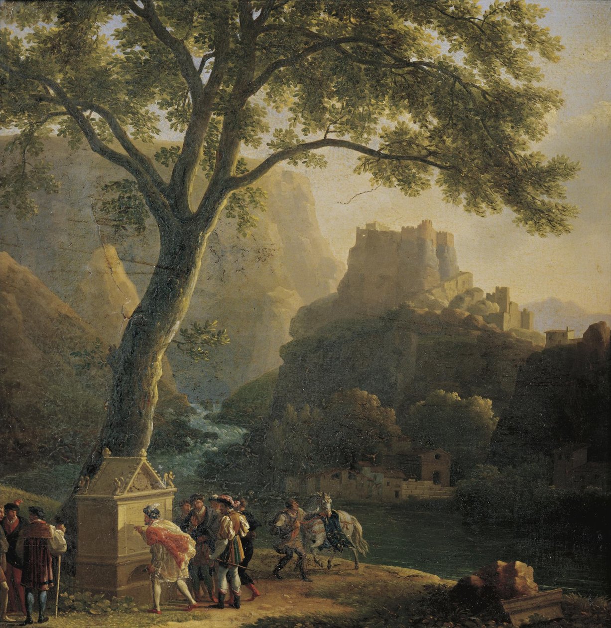 Franska: François Ier à la fontaine de Vaucluse François I vid fontänen i Vaucluse av Jean Joseph Xavier Bidauld