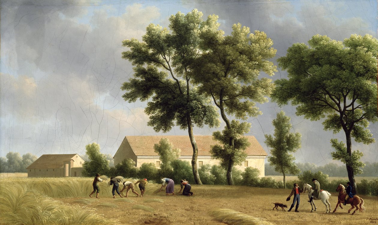 Landskap i Ile-de-France med skördemaskiner, 1802 av Jean Joseph Xavier Bidauld
