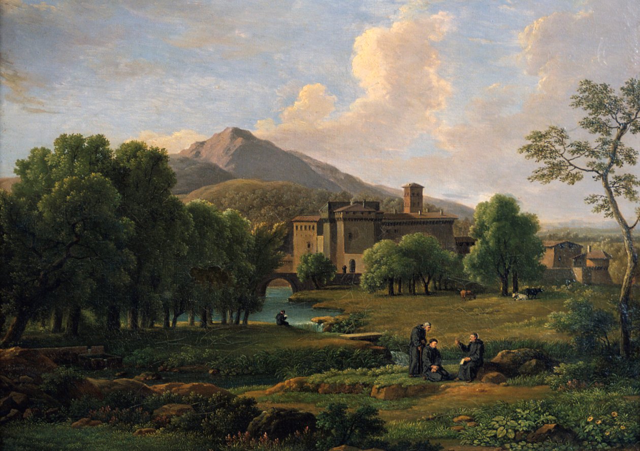 Utsikt över klostret Grotta Ferrata, nära Rom, 1844 av Jean Joseph Xavier Bidauld