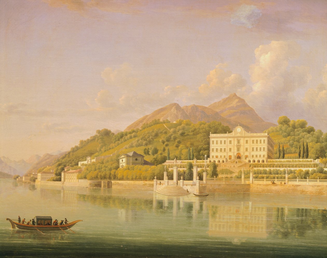 Villa Carlotta i Tremezzo vid Comosjön, av Jean-Joseph-Xavier Bidauld (1758-1846), Italien av Jean Joseph Xavier Bidauld