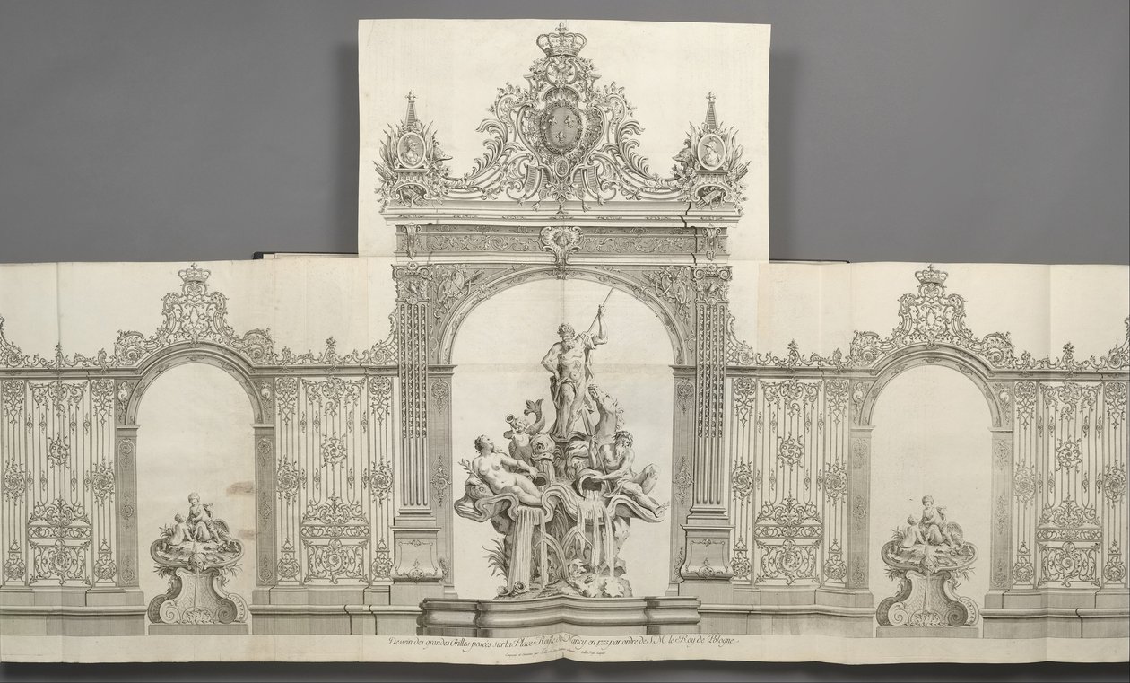 Design av Grandes Grilles placerade på Place Royale i Nancy 1755 på order av S. M. le Roy de av Jean Lamour