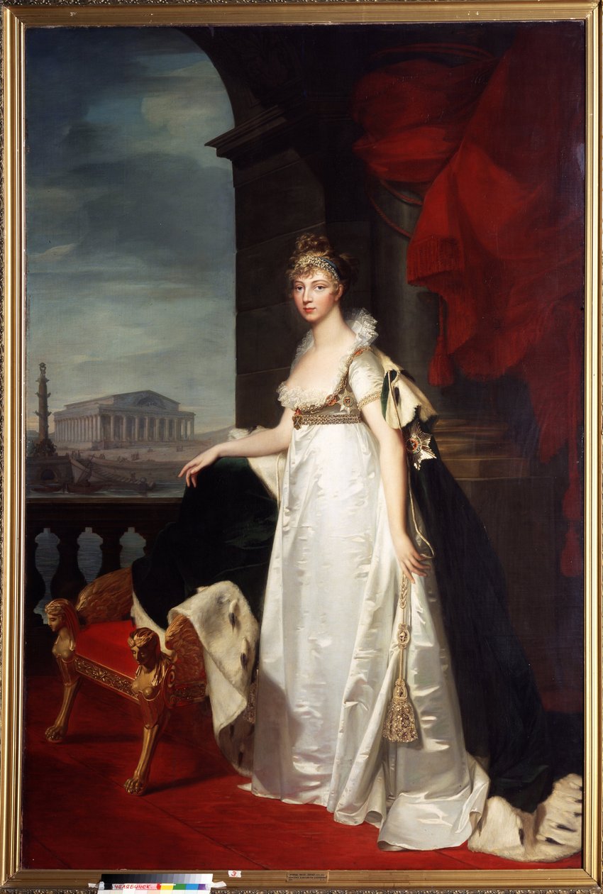Porträtt av kejsarinnan Elisabeth Alexeievna (Elizabeth Alexeievna, prinsessan Louise Augusta av Baden eller Baden av Jean Laurent Monnier