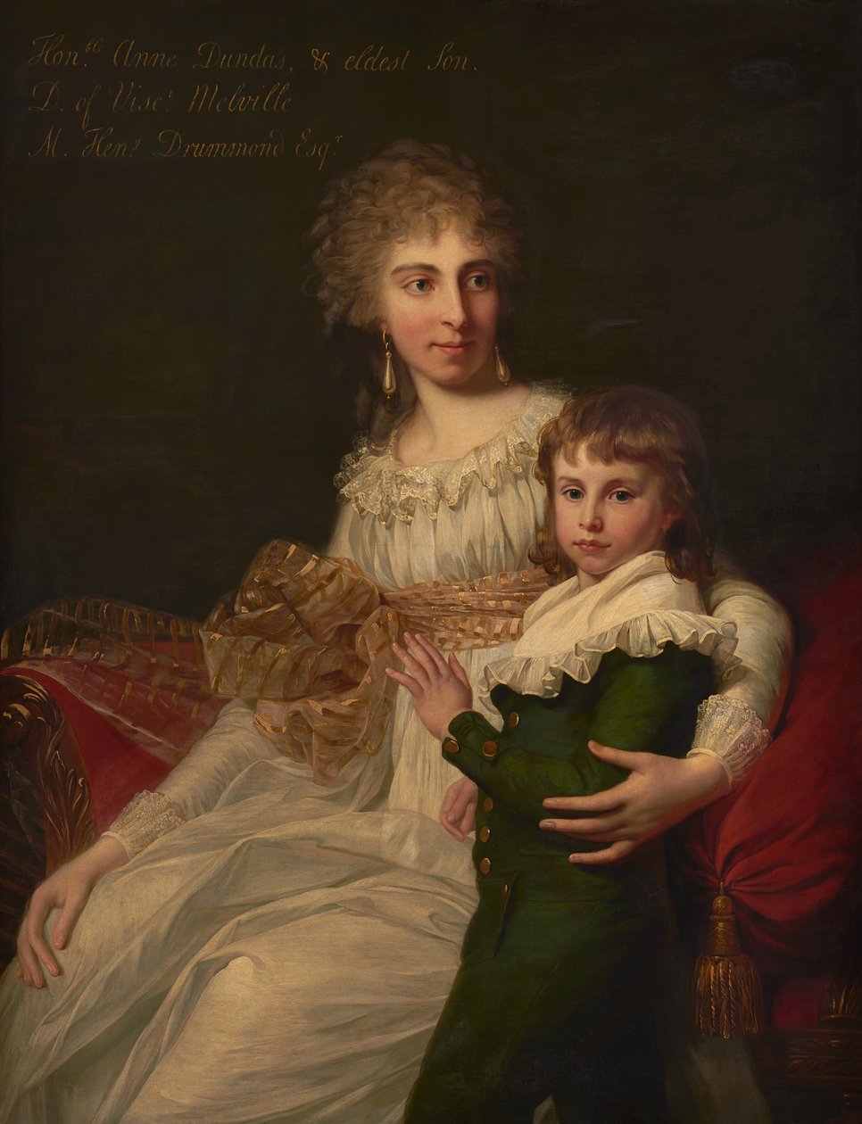 Porträtt av Hon. Mrs Henry Drummond med sin son, Henry (olja på duk) av Jean Laurent Mosnier