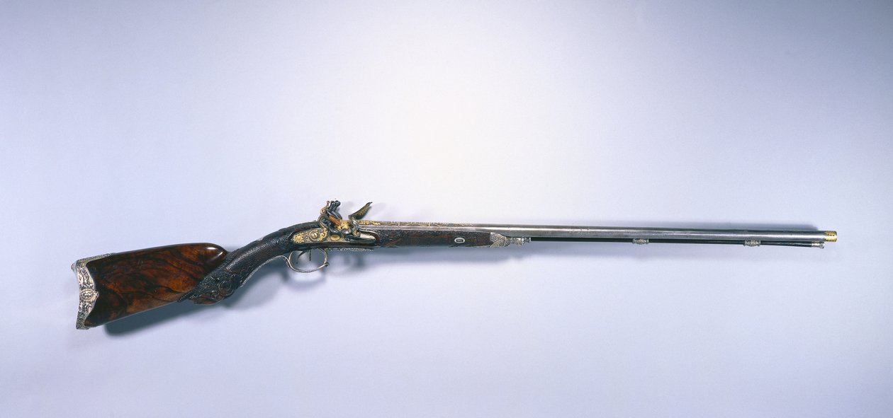 Dubbelpipig Flintlock Sporting Gun av Napoleon I Bonaparte av Jean Le Page