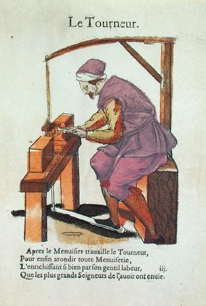 The Wood Turner (färggravyr) av Jean Leclerc