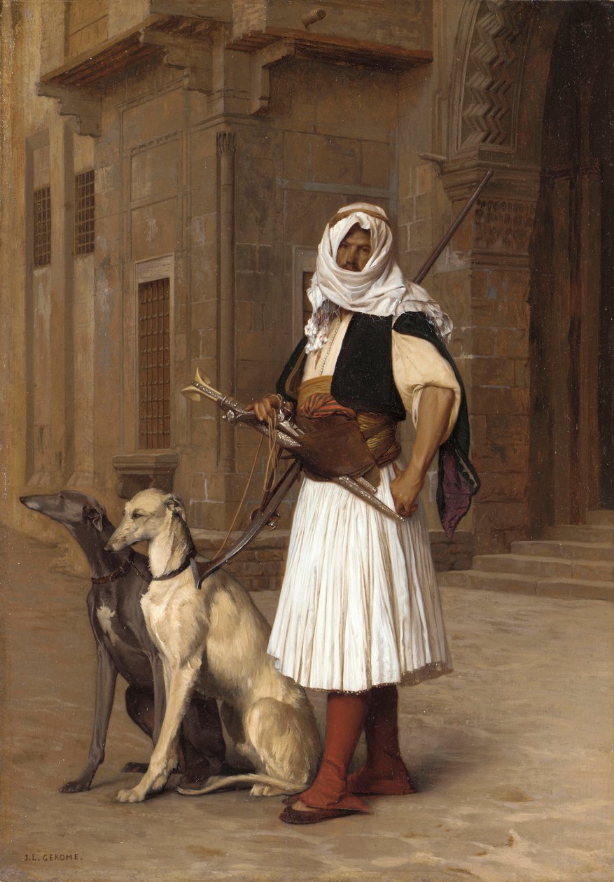 Anaute med två whippethundar, 1867 av Jean Leon Gerome