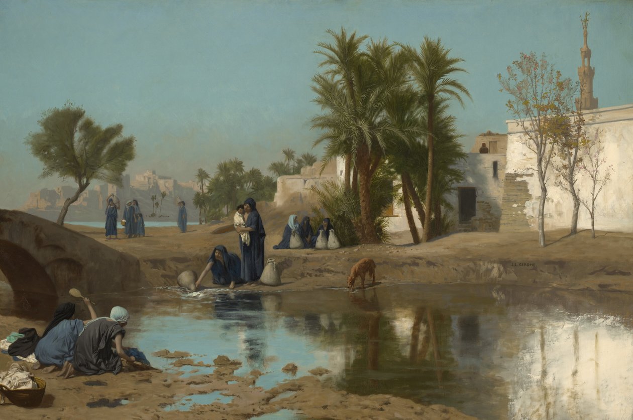 Fellah kvinnor drar vatten, c.1873?-75 av Jean Leon Gerome