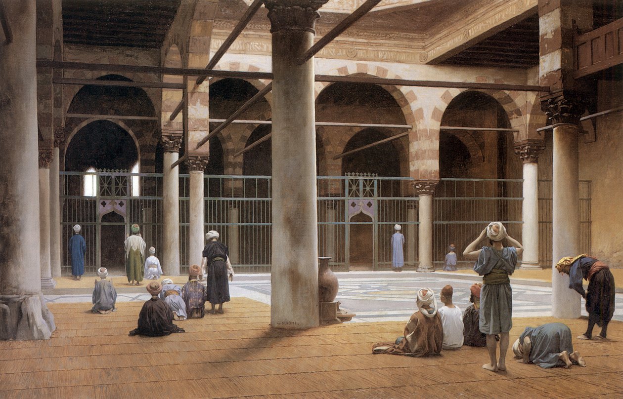 Interieur de mosquee en 1870 par Jean Leon Gerome minnesmärke konstgalleri av University of Rochester av Jean Leon Gerome