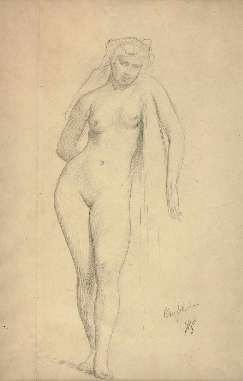 Omphale, ca 1887 (grafit på papper) av Jean Leon Gerome