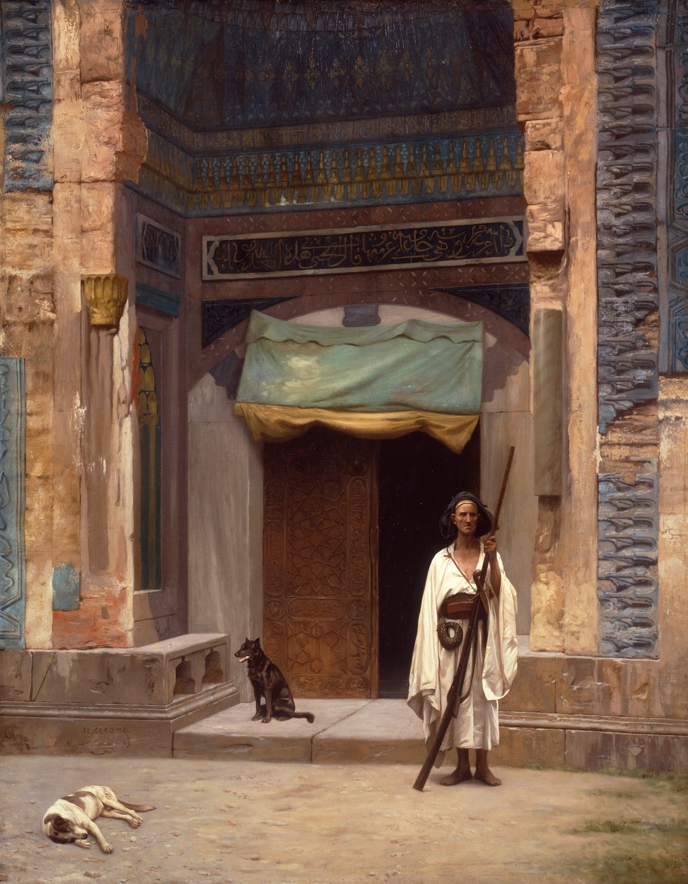 Gröna moskéns portal (olja på duk) av Jean Leon Gerome