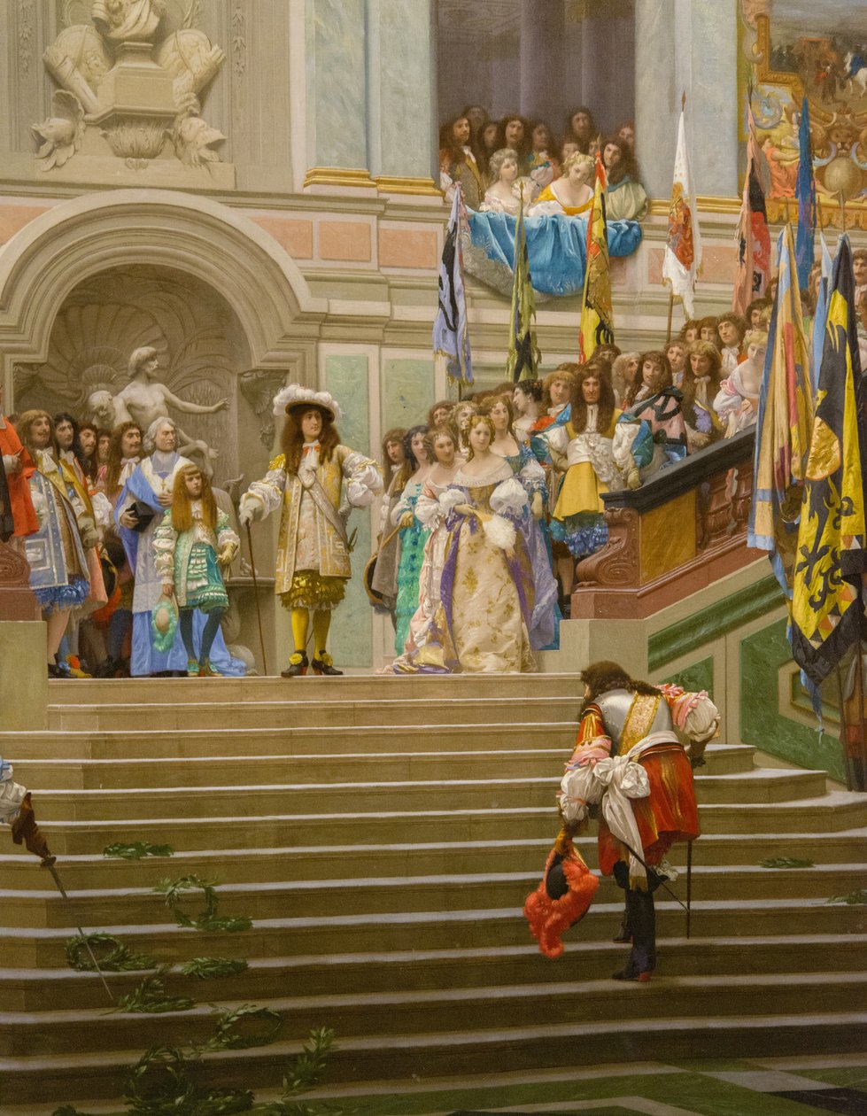 Mottagning av Louis 2 de Bourbon Conde sa Grand Conde av kung Louis 14 a Versailles 1674 av Jean Leon Gerome
