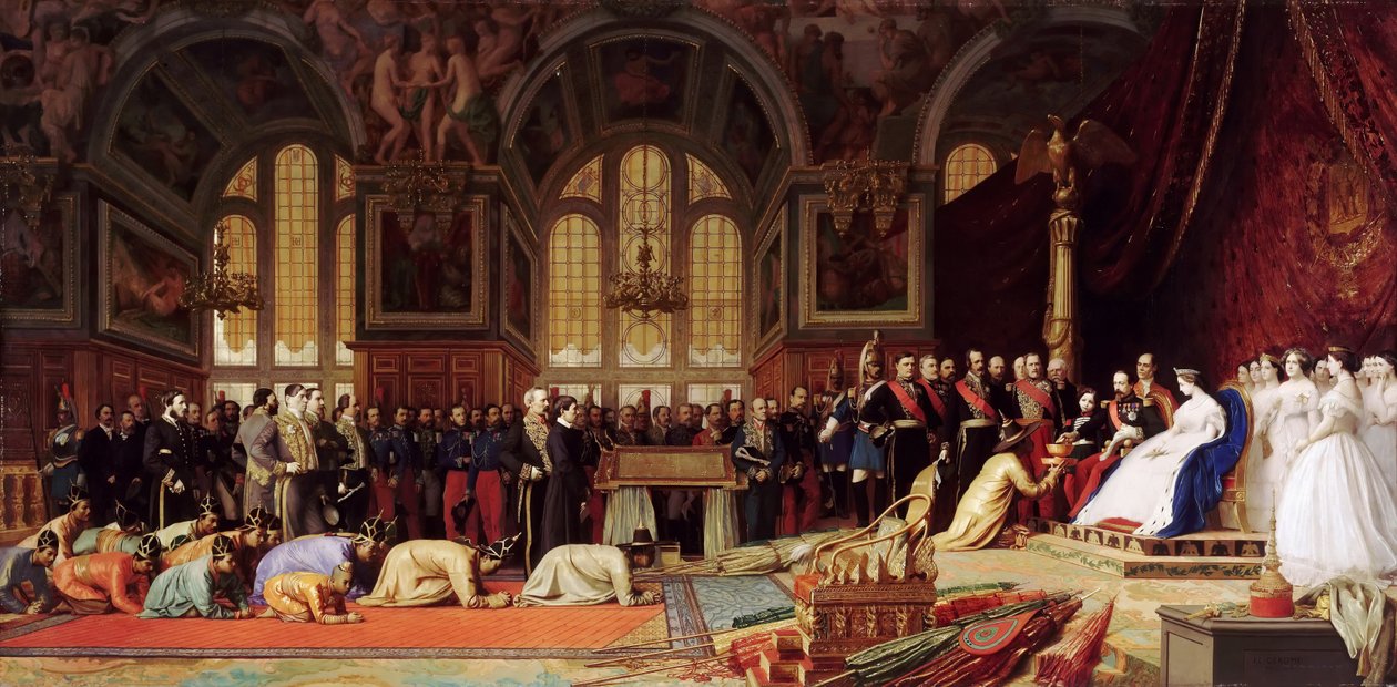 Mottagande av Siams ambassadörer av Napoleon III på Palace of Fontainebleau den 27 juni 1861 av Jean Leon Gerome