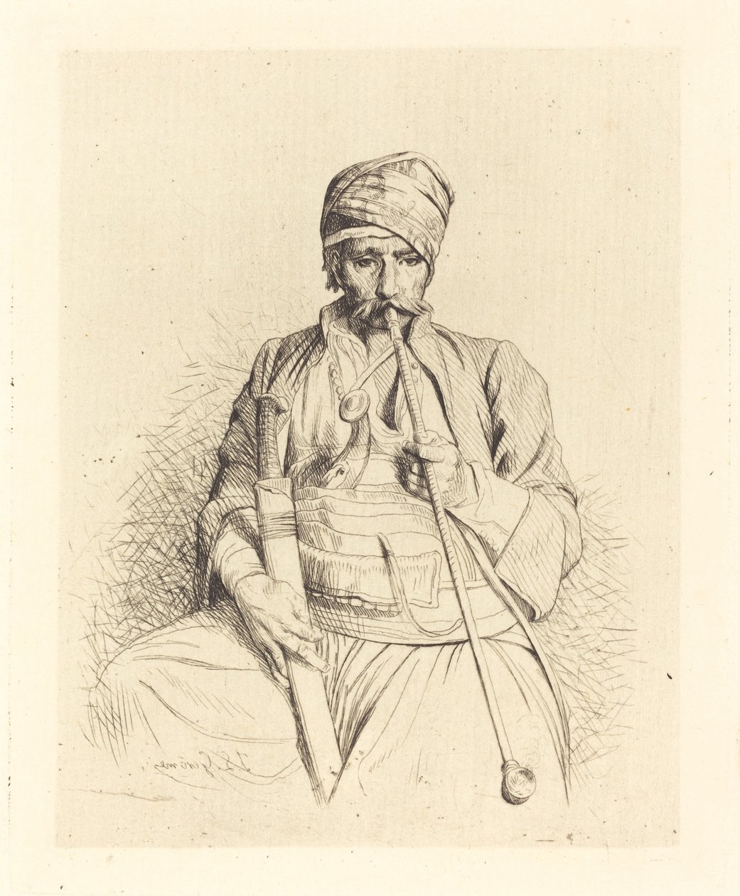 Sittande Arab med Pipa av Jean Leon Gerome