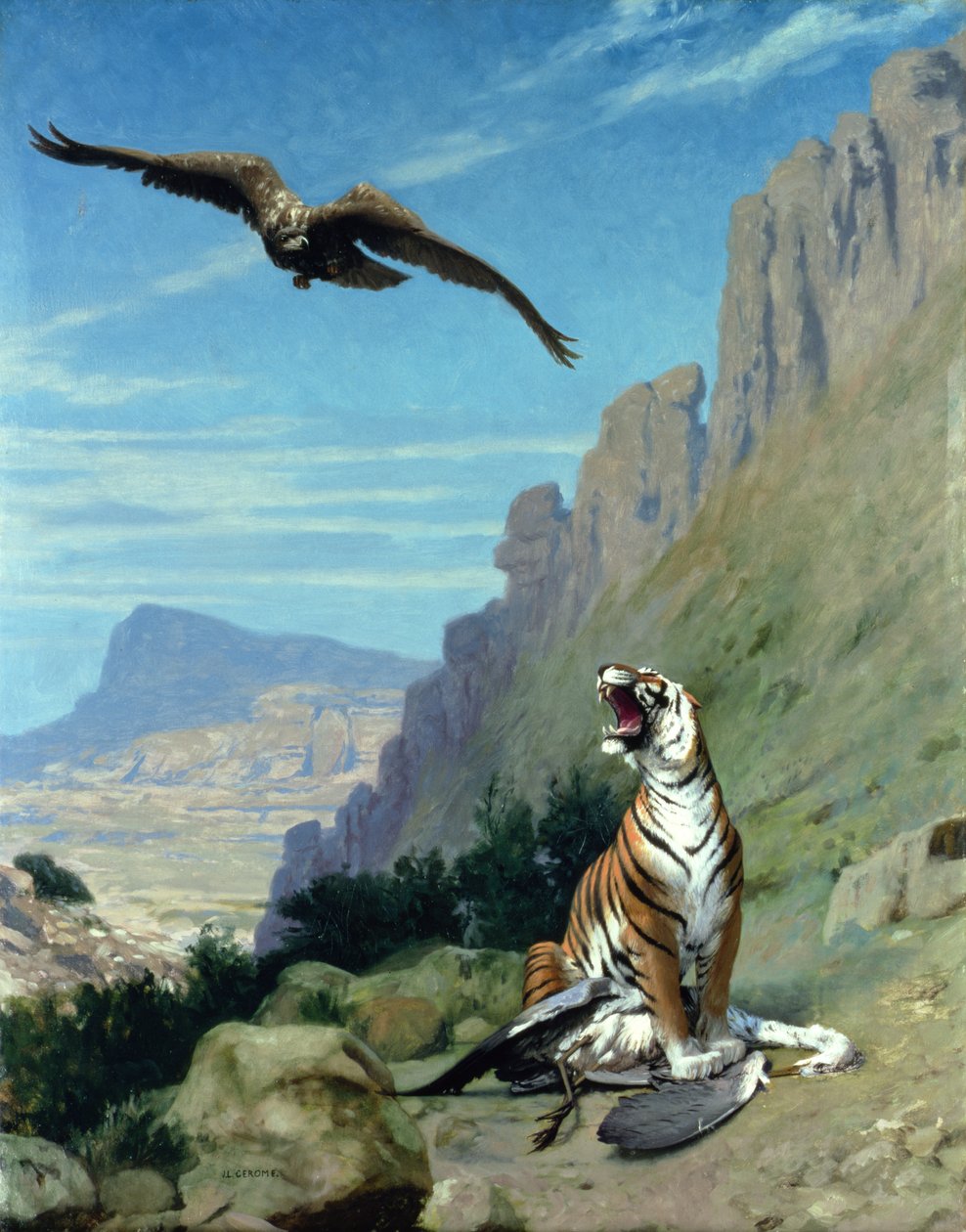 Tiger och Vulture av Jean Leon Gerome