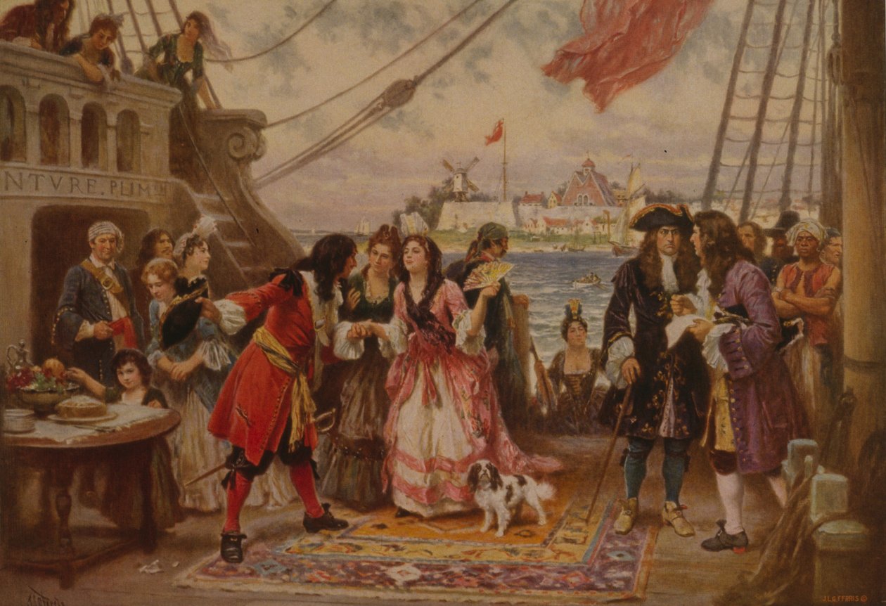 Kapten Kidd i New Yorks hamn, ca 1930 av Jean Leon Gerome Ferris