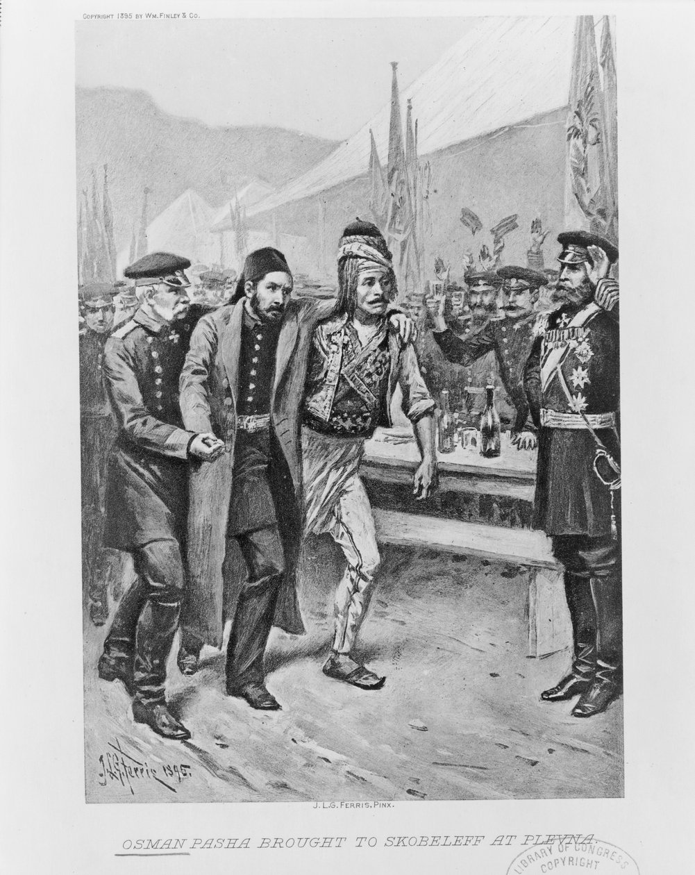 Osman Pasha fördes till Skobelev vid Plevna, ca. 1895 av Jean Leon Gerome Ferris
