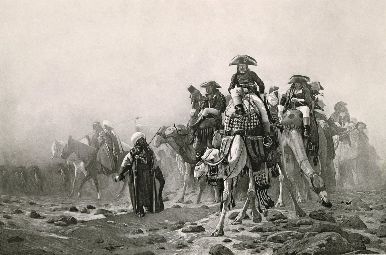 General Bonaparte i Egypten, från En samling verk av Jean-Leon Gerome i 100 fotogravyrer, 1881 (fotogravyr) (se även 183490) av Jean Leon after Gerome