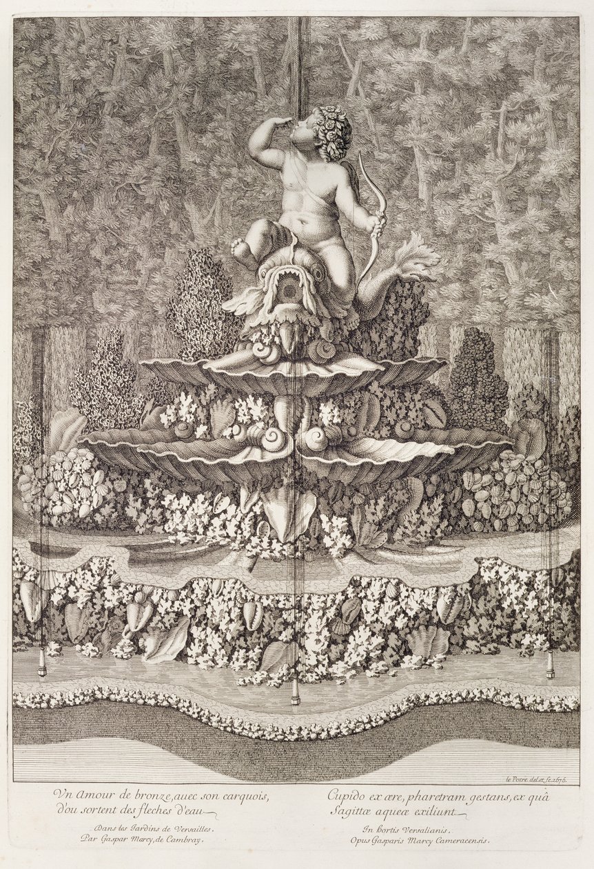Fontän med amor av Gaspar Marcy i Versailles, 1676 av Jean Lepautre