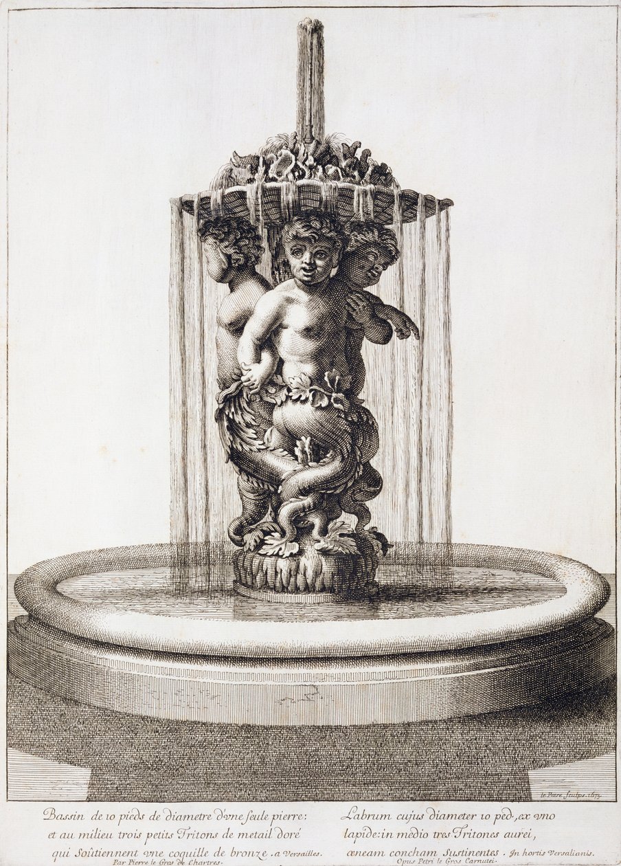 Fontän med tre tritoner i Versailles, efter Pierre le Gros, 1673 av Jean Lepautre