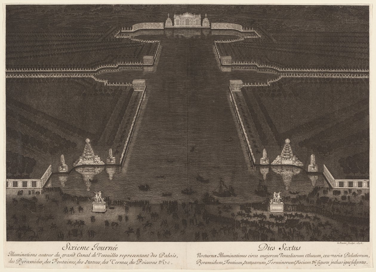 Belysningar runt Canal Grande i Versailles av Jean Lepautre