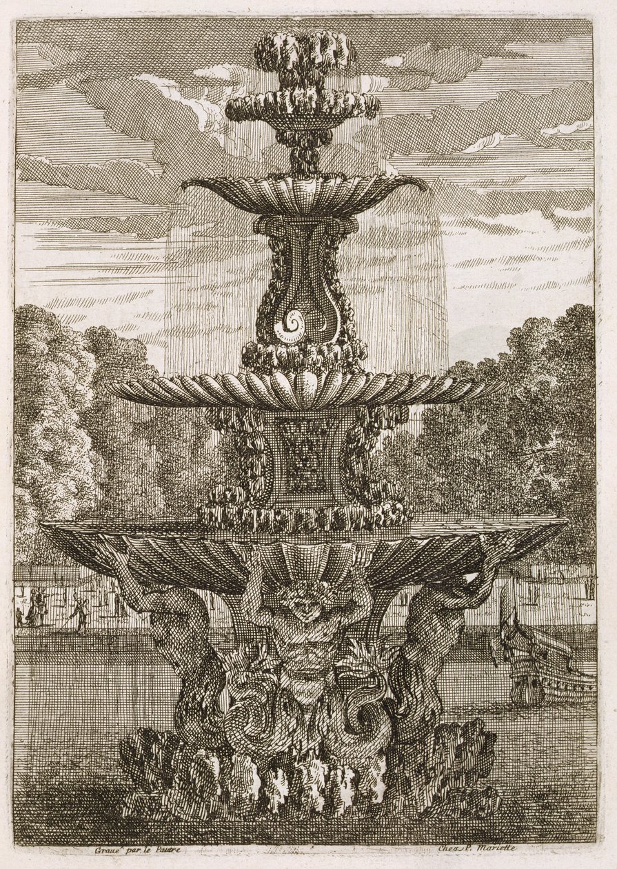Tallrik från fontäner och vattenstrålar i italiensk stil, 1661 av Jean Lepautre