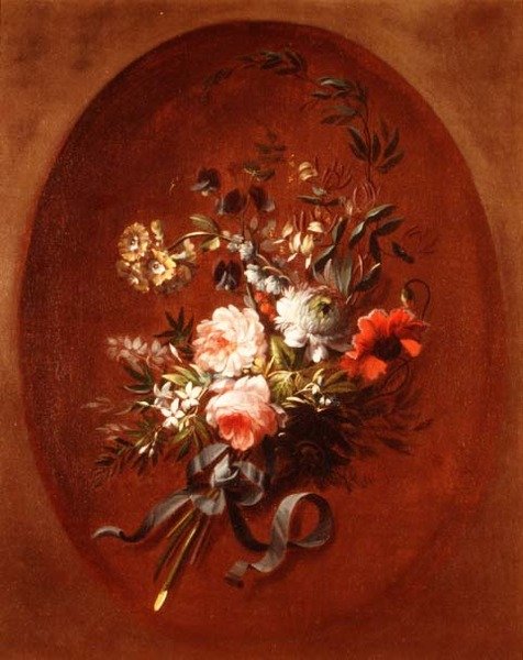 Bukett rosor, vallmo och andra blommor av Jean Louis (attr. to) Prevost