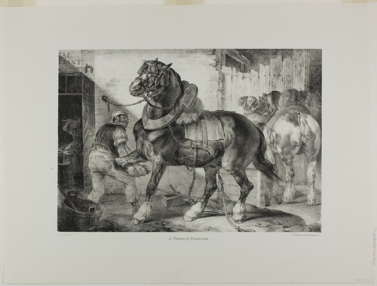 En fransk hovslagare, plansch 12 från olika ämnen tecknade ur livet och på sten (Den engelska sviten) av Jean Louis André Théodore Géricault