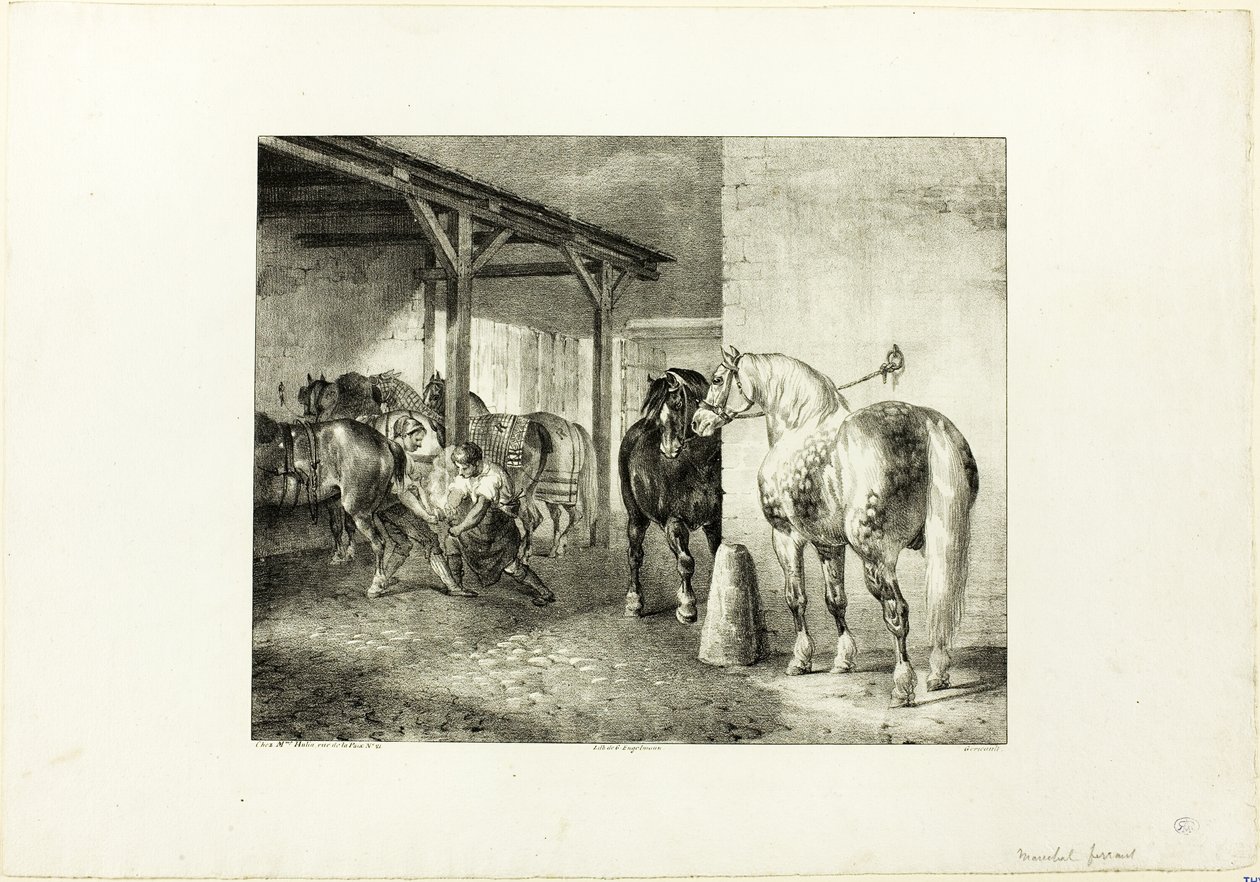 Hovslagarverkstad av Jean Louis André Théodore Géricault