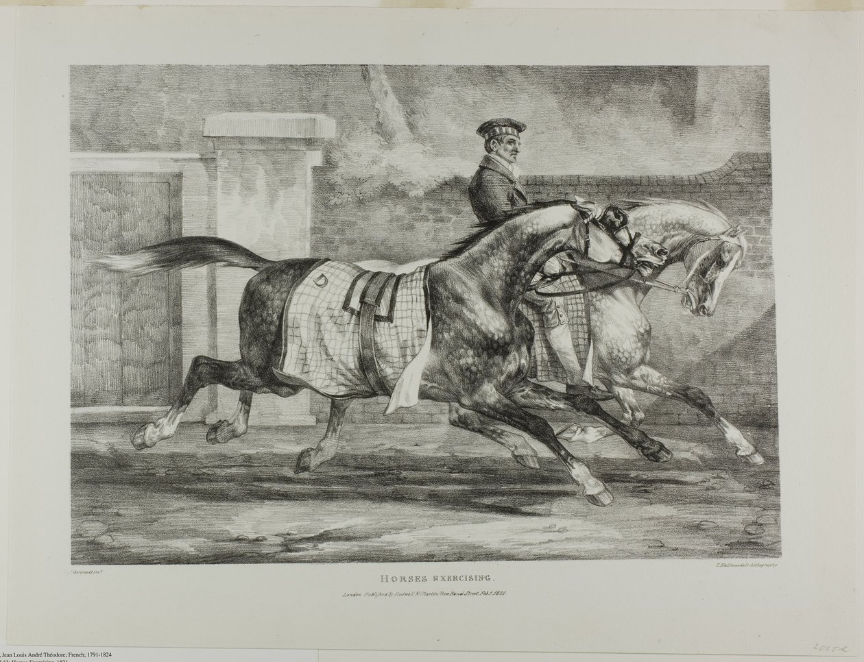 Hästar i träning, plansch 6 från olika motiv tecknade ur livet och på sten (The English Suite) av Jean Louis André Théodore Géricault