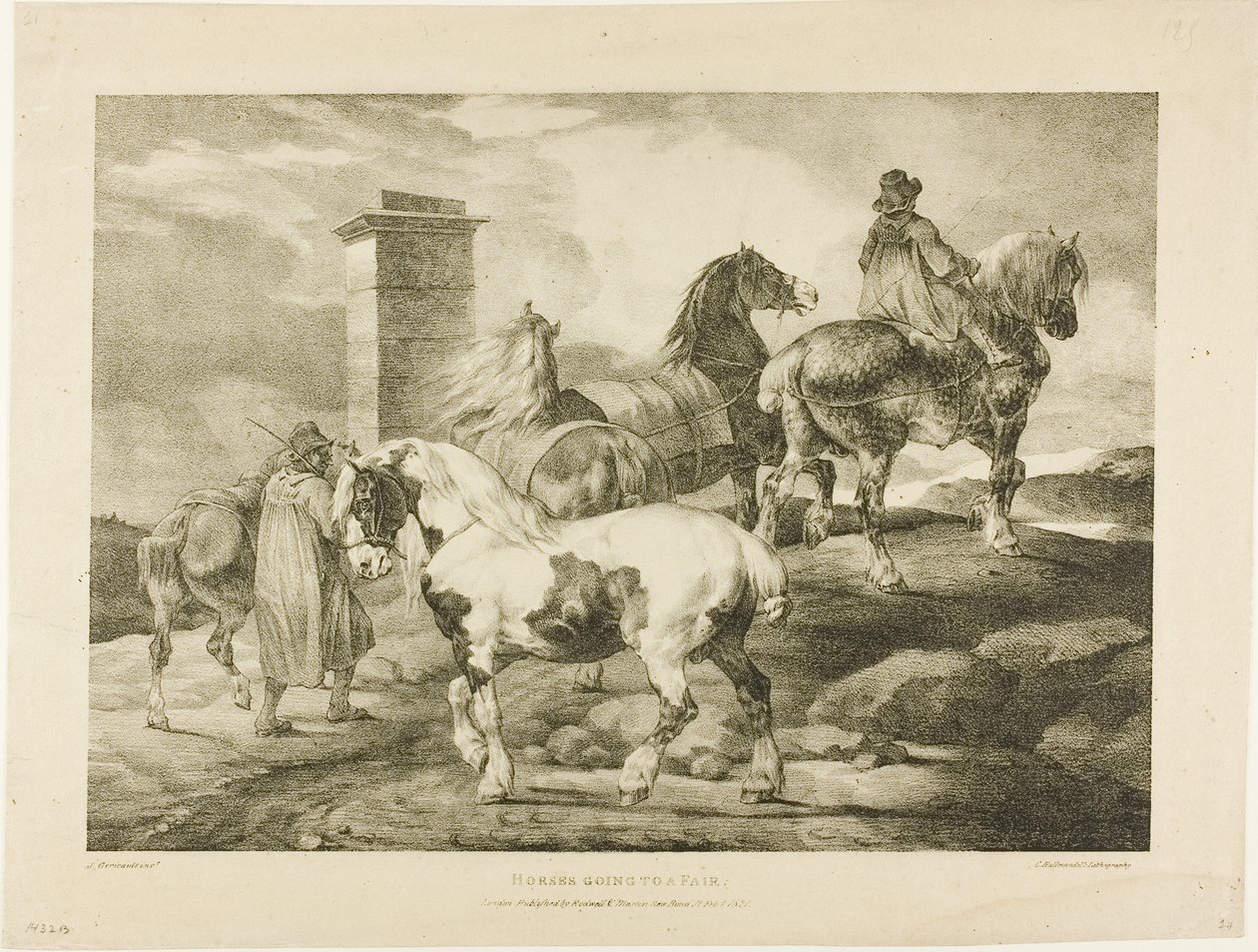 Hästar på väg till en mässa, plansch 3 från Olika motiv Tecknade efter livet på sten av Jean Louis André Théodore Géricault