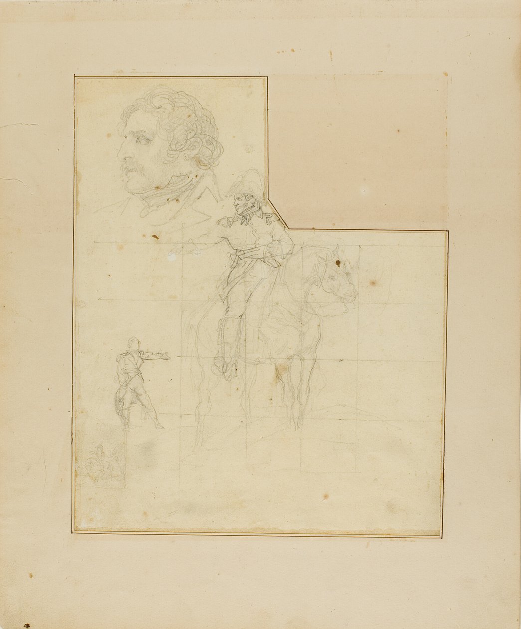 Mounted Officer och andra skisser av Jean Louis André Théodore Géricault