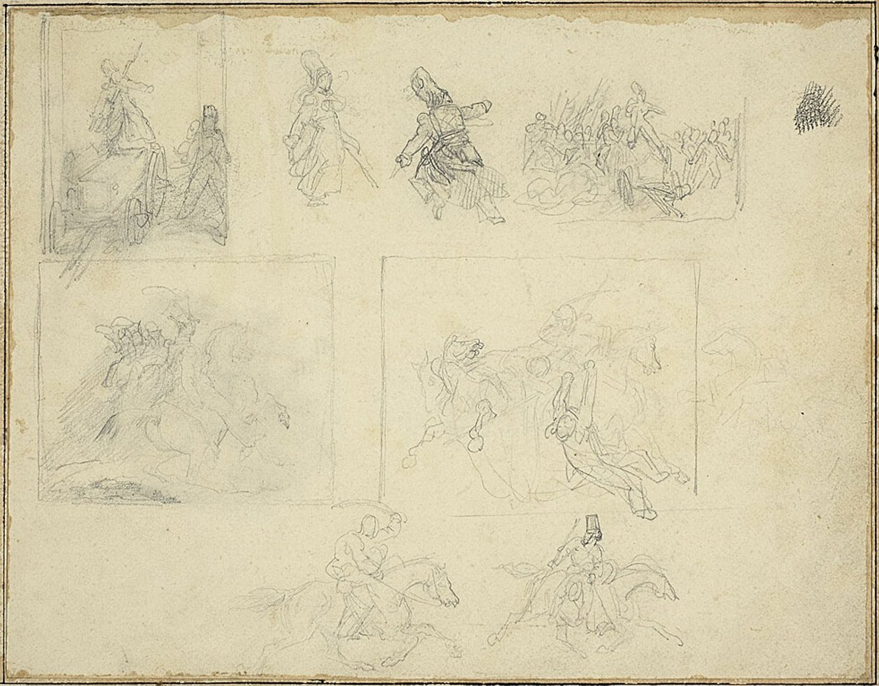 Skisser till militära kompositioner av Jean Louis André Théodore Géricault
