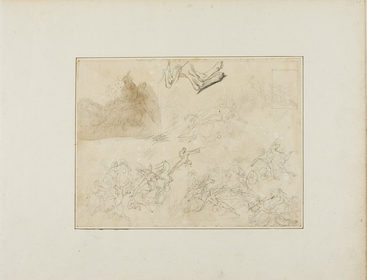 Skisser till ett kavallerislag; en hunds bakben av Jean Louis André Théodore Géricault