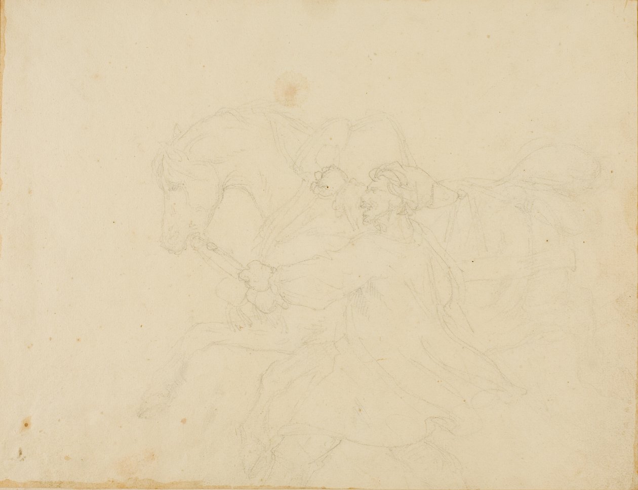 Stallpojke springer bredvid en draghäst av Jean Louis André Théodore Géricault