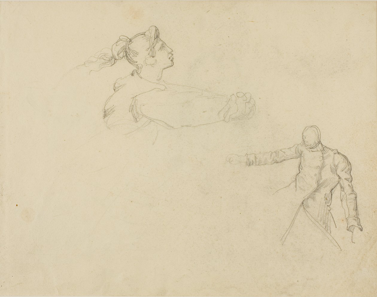 Studier av en kvinna och en soldat av Jean Louis André Théodore Géricault