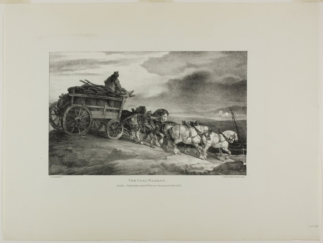 The Coal Wagon, plansch 7 från Various Subjects Drawn from Life and on Stone (The English Suite) av Jean Louis André Théodore Géricault