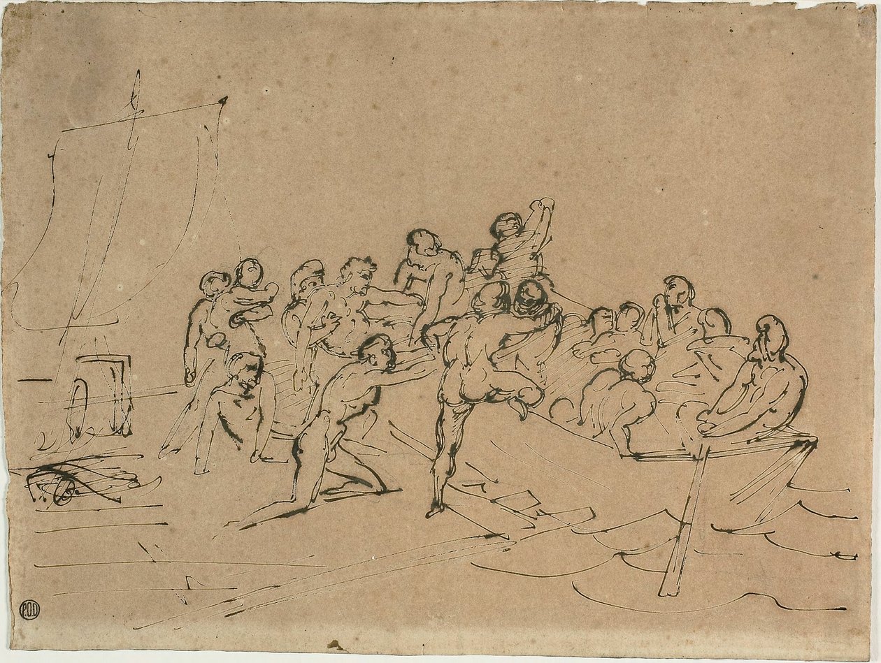 Räddningen av de överlevande från Medusas flotte av Jean Louis André Théodore Géricault