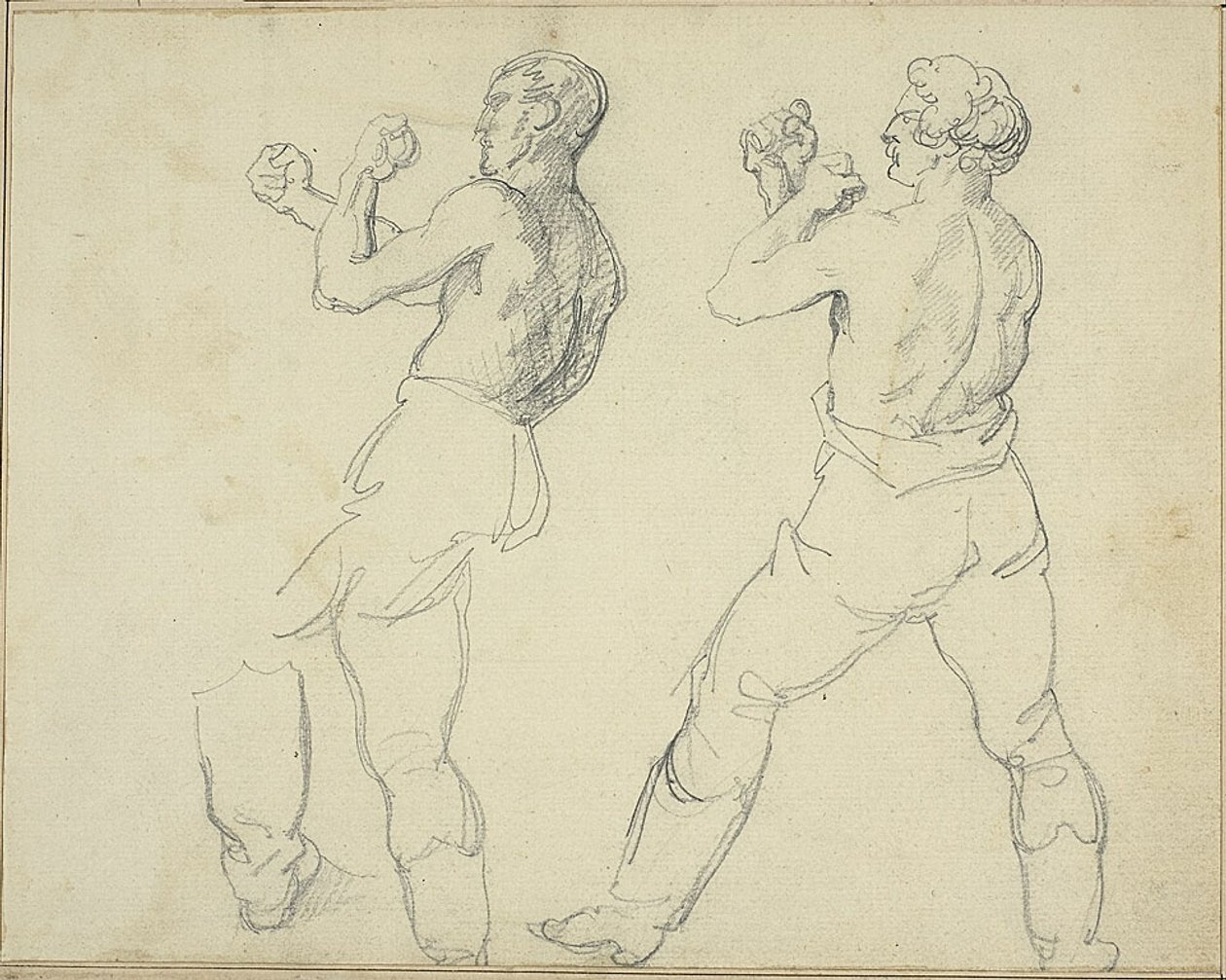 Två boxare vända åt vänster av Jean Louis André Théodore Géricault