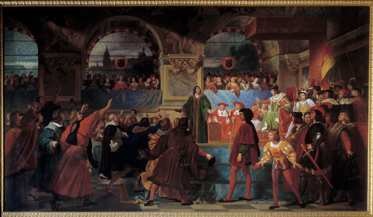 Kung Ludvig XII utropade folkets fader till Generalstaterna i Tours den 14 maj 1506. Denna titel ges till honom för att han minskade storleken, skatt som betalas av allmogen. Målning av Jean Louis Bezard (1799-1861) av Jean Louis Bezard