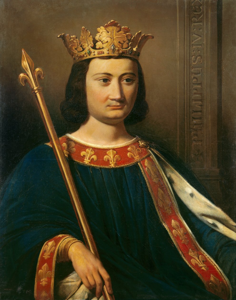 Porträtt av Filip IV Bel (1268 - 1314), kung av Frankrike. Målning av Jean-Louis Bezard (1799-1881). av Jean Louis Bezard