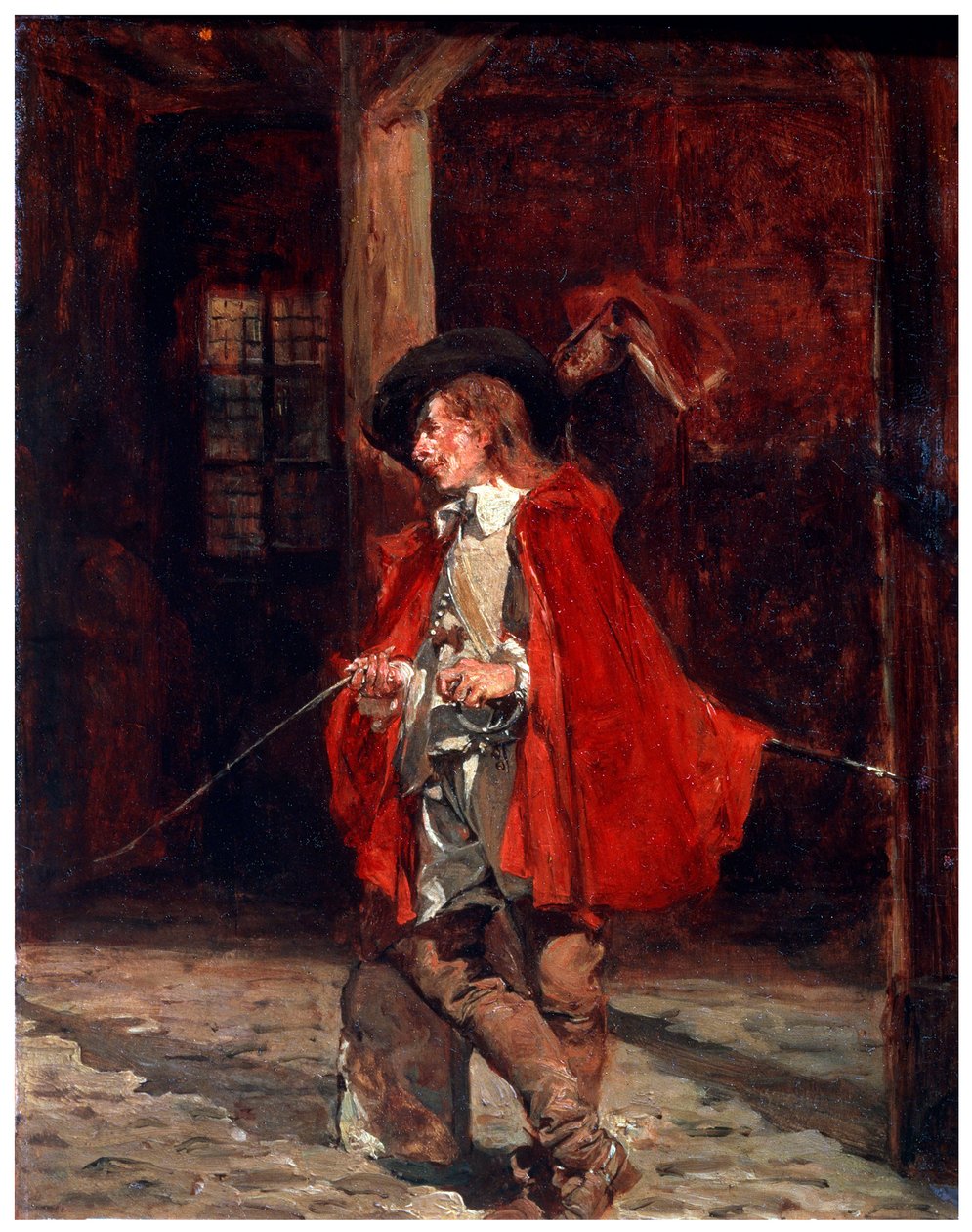 Bretteur Swordsman in a Red Cloak, 1800-talet av Jean Louis Ernest Meissonier
